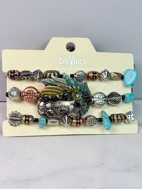 🚨3 for $15🚨 DaVinci Stone & Mixed Metal Beaded Bracelet Set of 3